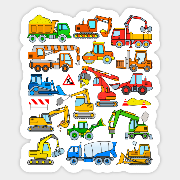 Kids Excavator and Construction Vehicle Design Sticker by samshirts